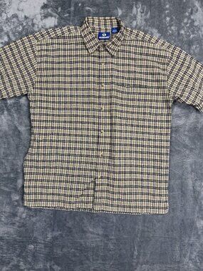 Outlooks Mens MULTICOLOR  Plaid Short Sleeve Button-Up Shirt L